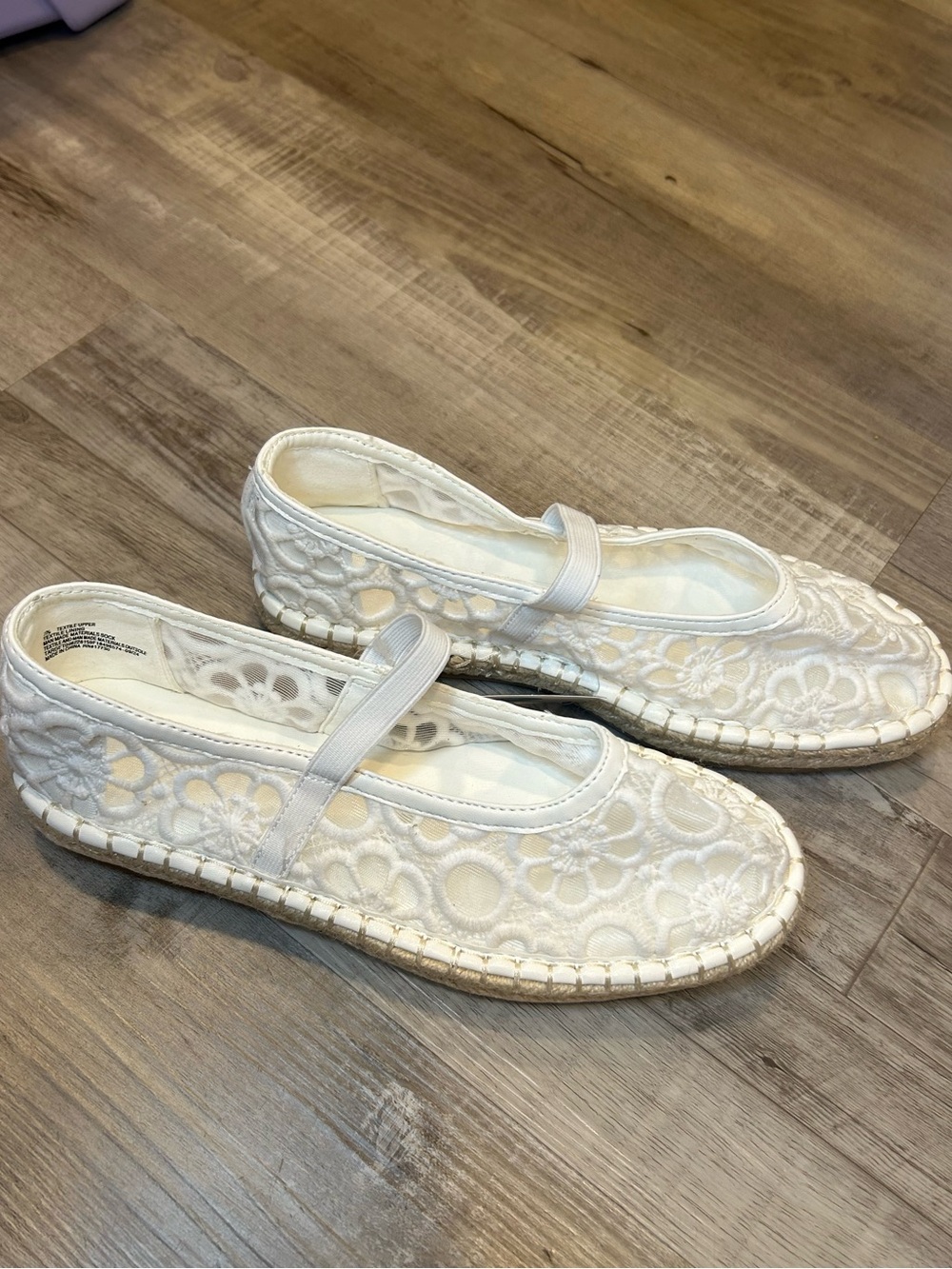 Women's Celia Floral Lace Mary Jane Espadrille Boho Flat Shoes White - Picture 6 of 11